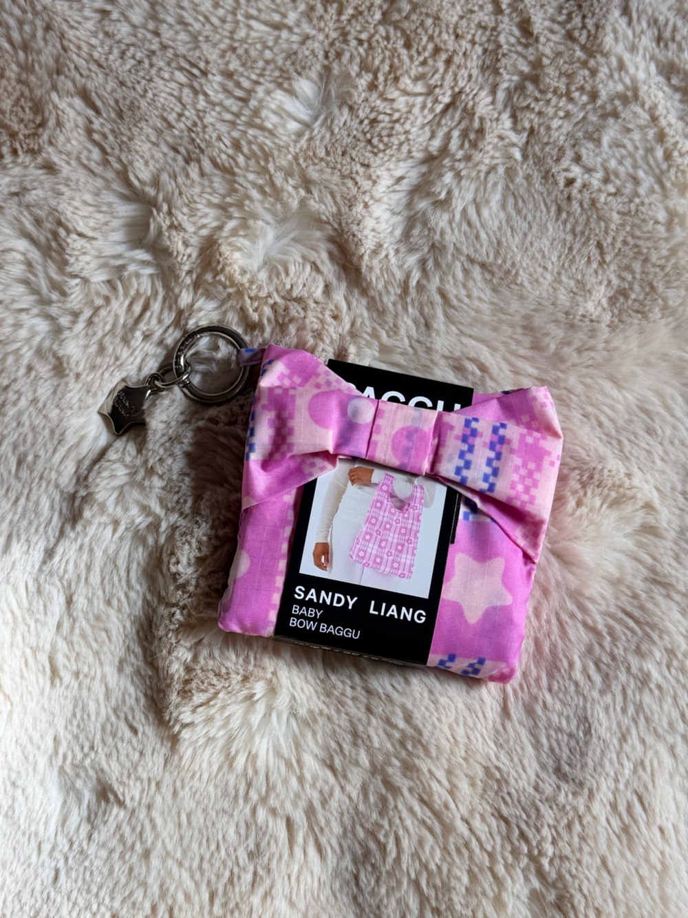 BAGGU x Sandy Liang Baby Bow Reusable Bag in Market Plaid Pink